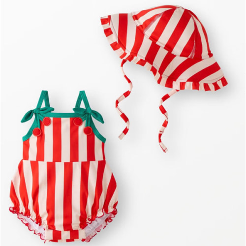 Baby One-Piece Cherry Swimsuit & Swim Hat Set