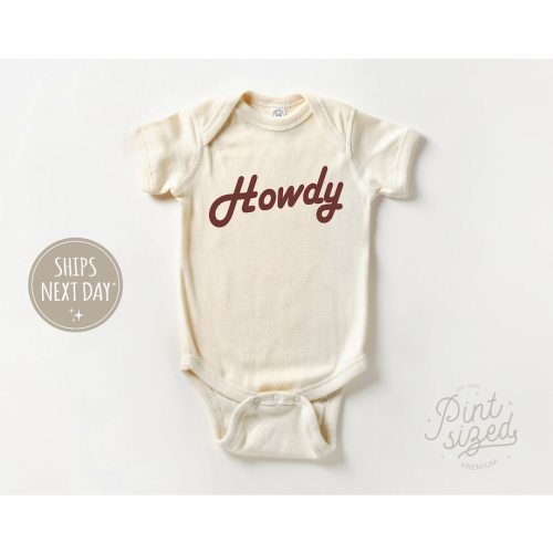 Howdy Baby Onesie® - Retro Cowboy Bodysuit - Country Natural Baby Onesie®