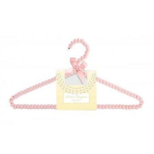 CONCEPTS 12pcs - 11 Inch Pearl Hangers for Baby Girls & Women, Decorative Closet Hanger Set for Wedding Dresses & Kids Clothing - Pink