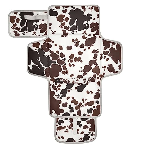 Kigai Cow Print Diaper Changing Pad, Portable Changing Pad for Newborn Infant Girl Boy, Waterproof Diaper Mat, Baby Essentials