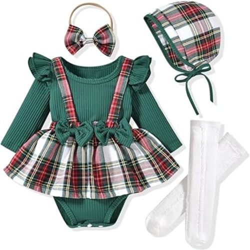 Unutiylo Preemie Newborn Baby Girl Clothes Romper Suspender Dress Fall Winter Outfits Ruffle Long Sleeve Jumpsuit