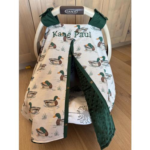 Baby Car Seat Canopy Cover - Mallard Ducks - All Cotton or Minky - Baby Boy - Shower Gift