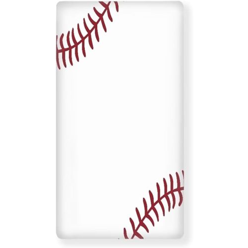 Baseball Fitted Crib Sheet Red and White Americana Sports Ball Standard Crib Mattress Fitted Sheet Softball Toddler Bed Mattress Sheets Crib Mattress Sheet 28"x52"