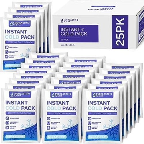 25 Pack - Instant Cold Packs - Instant Ice Packs for Injuries | Disposable Cold Compress Ice Pack for Pain Relief, Swelling, Inflammation, Sprains, Toothache - Cold Pack for Athletes