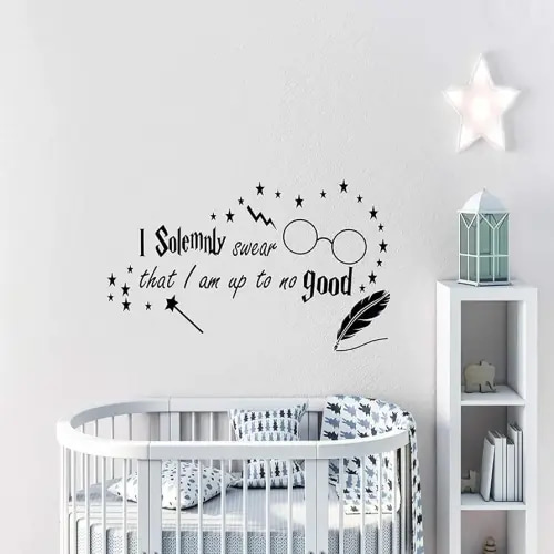 I Solemnly Swear That I am up to no Good Childrens Quote Wall Decal Sticker Transfer Nursery Bedroom Home Vinyl v107 (Grey)