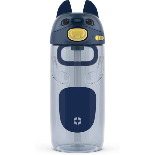 Ello Ellies 16oz Plastic Kids Water Bottle with Straw and Built-in Carrying Handle and Leak-Proof Locking Lid for School backpack, Lunchbox and Outdoor Sports, Dog