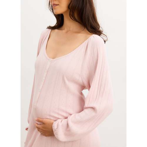 Long Sleeve Pointelle Nightgown in Lotus | HATCH