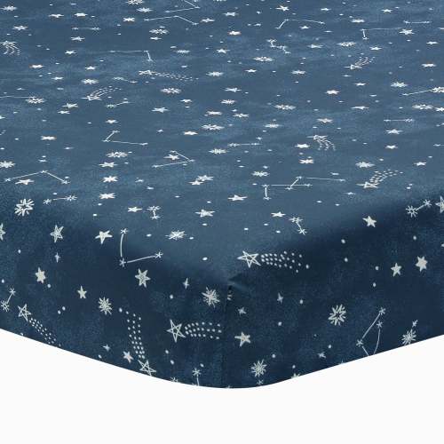 Sky Rocket Blue Stars/Galaxy/Space 100% Cotton Fitted Crib Sheet – Lambs & Ivy