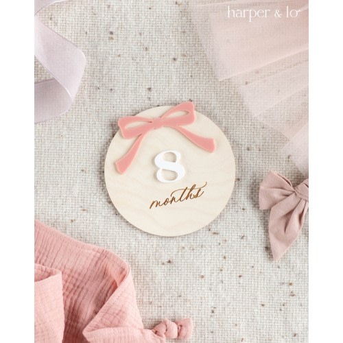 Wooden Ribbon Bow Interchangeable Milestone Cards Personalize Custom Name, Baby Monthly Milestone Marker, Boho Baby Shower Gift, Ribbons - Etsy