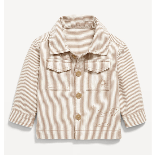 Striped Twill Shacket for Baby Classic Camel - 3-6m