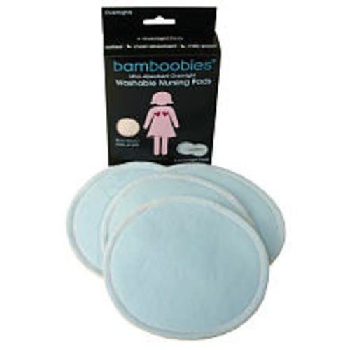 Bamboobies 2 Pair Pack Overnight Washable Nursing Pads with Milk-proof Backing