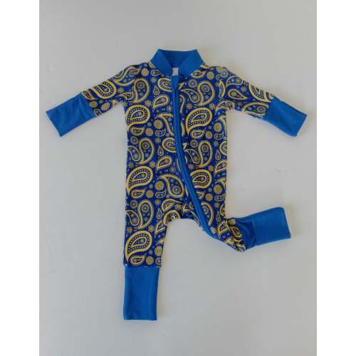 Kurta Footie in Blue Paisley