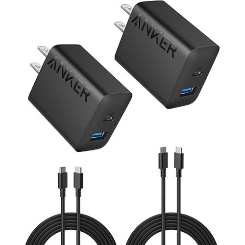 Anker iPhone 17/16 Charger, 2-Pack 20W Fast USB C Charger Block, for iPhone 16/16 Pro Max/15 Series/iPad Pro and More (Black, 2 Pack & 2 Cable)