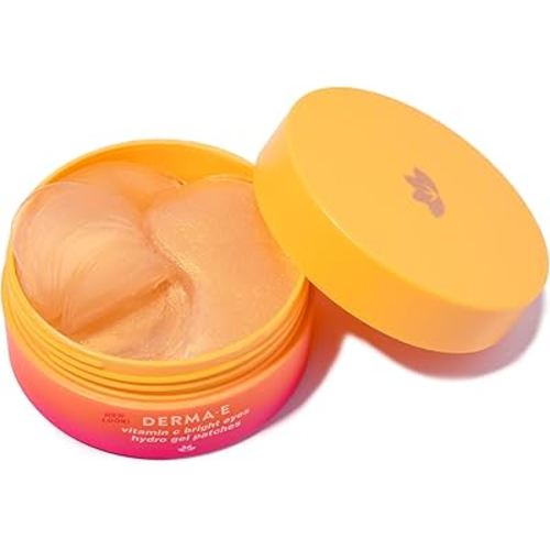 Derma E Vitamin C Bright Eyes Hydro Gel Under Eye Patches for Dark Circles (60 Ct, 30 Pairs) Allantoin, Caffeine & Vitamin B3, Eye Patches for Fine Lines, Wrinkles, Dark Circles & Puffy Eyes