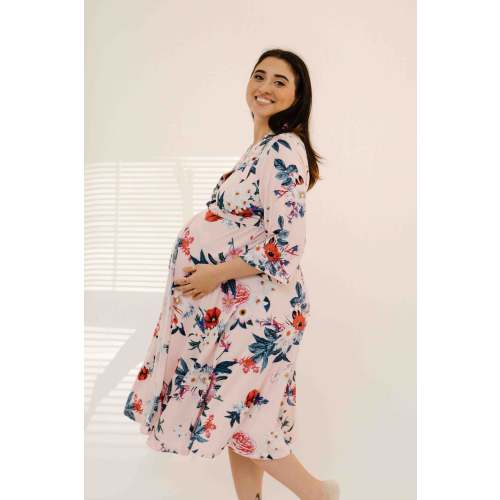 Lila Labor & Postpartum Gown in Blush Floral