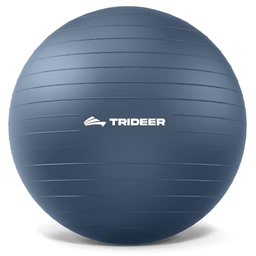 Trideer Exercise Ball for Yoga, Pilates & Fitness – Stability Ball Equipment for Home Gym & Office Chair, Core & Balance Training Accessories, Physical Therapy Equipment, Quick Pump Included, 5 Sizes