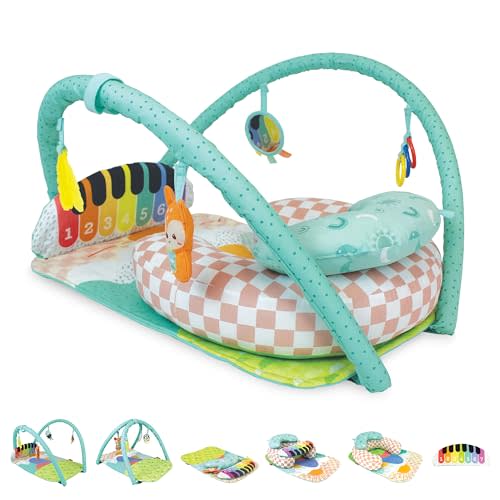 Infantino Kick 'n Keys 7-in-1 Musical Piano Activity Gym with Seat Positioner - 7 Play Modes, Tummy Time & Hanging Toys for Infants & Toddlers, 0M+