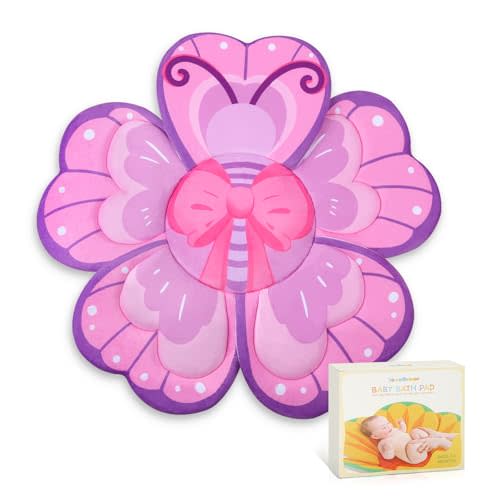YooxArmor Flower Baby Bath Pad, Non-Slip Bathtub Mat for Newborns Infants | Soft Baby Bath Cushion Bathtub Mat sink bather for Infants 0-6 Months, Newborns Bath Time Essentials Must Haves,Butterfly