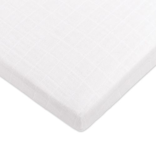 Babyletto All-Stages Midi Crib Sheet in GOTS Certified Organic Muslin Cotton - Plain White