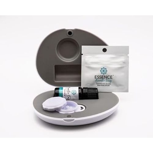 Essence Pearl Travel Case | Breathe Easy Essential Oil | Aromatherapy Nasal Diffuser & Essential Oil Carrying Case | Peppermint & Eucalyptus Blend | Travel-Friendly Kit | White Pod