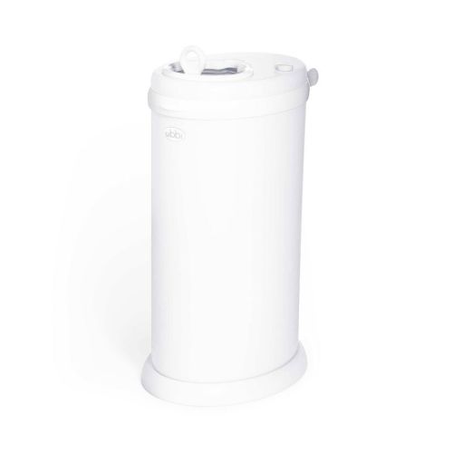 Ubbi Stainless Steel Diaper Pail - White: Childproof & Airtight Lid, Uses Silicone Liners, Holds Up to 55 Diapers