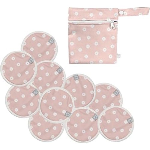La Petite Ourse Washable Nursing Pads for Breastfeeding - 4-Layer Bamboo and Polyester Reusable Breast Pads Nursing - Ultra-Soft, Thin & Highly Absorbent, Urban - Pack of 10.