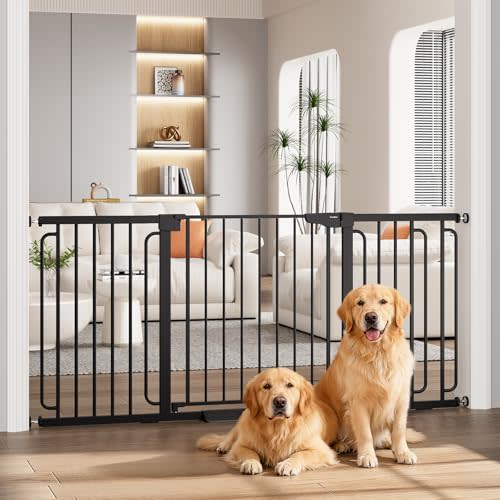 Cumbor Extra Wide Baby Gate, 36.6-69" Walk-Through Dog Gate Black | Auto-Close & Dual Lock Pet Gates for Stairs, Doorways & Hallways, 30.5" Tall Easy Install Pressure-Mounted Safety Gate Indoor