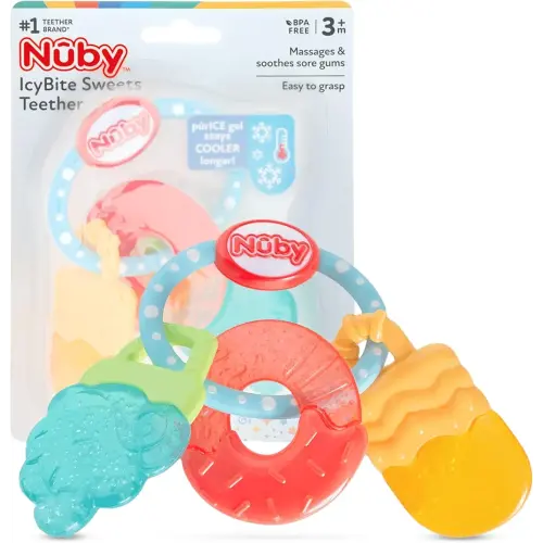Nuby IcyBite Popsicle, Donut and Ice Cream Teether Ring - 3+ Months, Neutral
