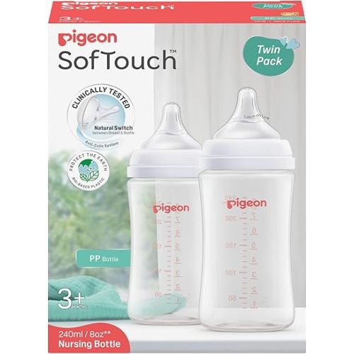 SOFTOUCH BPP Nursing Bottle PP 240ML Twin Pack Log