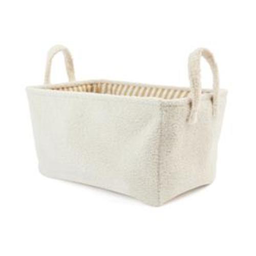 Rectangle Boucle Basket with Stripe Liner - White
