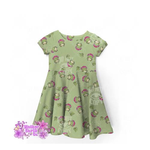 Mushroom Frog Dress || Baby || Toddler || Kid || Child || Green || Mushrooms || Plants || Outfit || Dress || Cottagecore || Green || Frogs