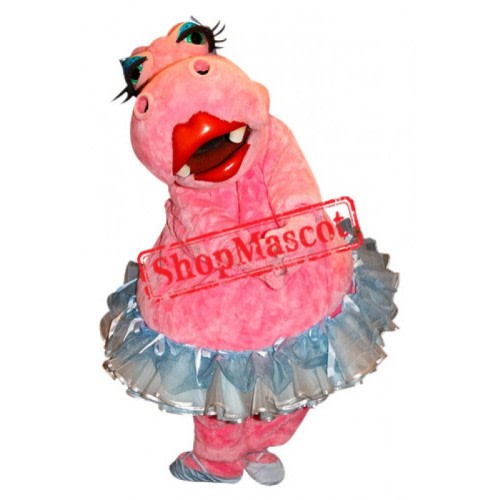 Pretty Pink Hippo Mascot Costume