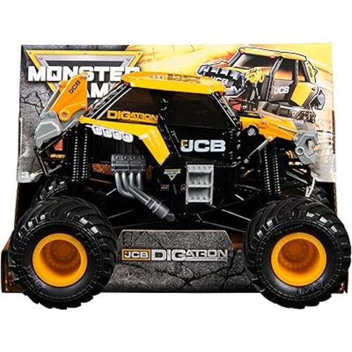 Monster Jam, Official JCB DIGatron Monster Truck, Collector Die-Cast Vehicle, 1:24 Scale, Kids Toys for Boys and Girls Ages 3 and up