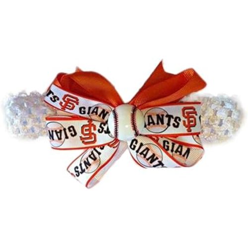 Giants Baby Girl Boutique Bow Crocheted Headband Fits Newborn to Adult