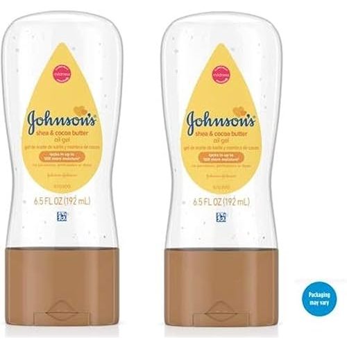 Johnsons Baby Oil Gel with Shea & Cocoa Butter, 6.5 fl. oz (Pack of 2)