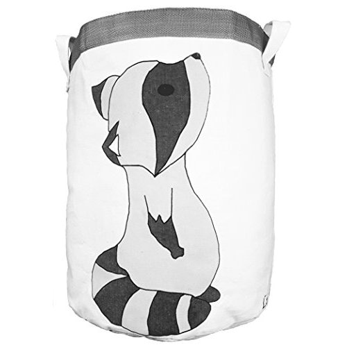 Raccoon Canvas Toy Storage Bin/Nursery Decor/Home Organization/Small Laundry Hamper