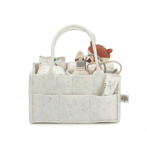 Parker Baby Large Felt Diaper Caddy - Extra Holder Organizer with Handle - Stylish White Nursery Storage