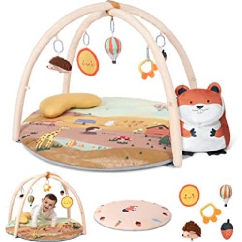 Baby Play Gym, Besrey 7 in 1 Thicker Baby Play Mat, 5 Adventure Theme Developmental Toys Activity Play Gym Mat, 2 Replaceable Washable Mat Cover, Soft Pillow, Tummy Time Mat For Toddler Infant Newborn