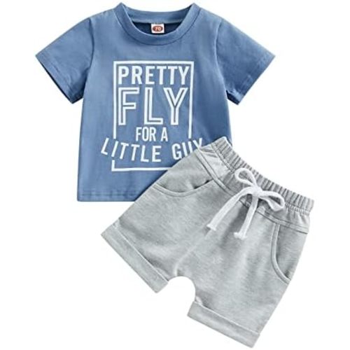 Sejardin Toddler Baby Boy Clothes Mamas Little Boy Summer Outfit Short Sleeve Letter T Shirt Tops Newborn Rolled Shorts Set