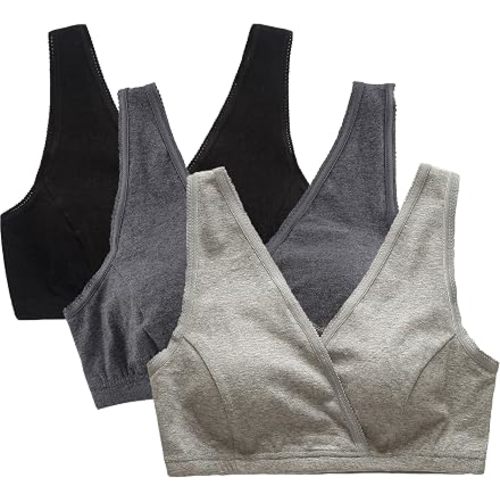 CAKYE 3 Pack Maternity Nursing Sleep Bra Breastfeeding Cotton Bralette