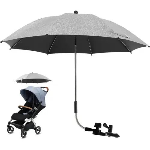 Universal Stroller Sunshade Umbrella, Adjustable Canopy, UPF50 UV Protection, 360 Degree Rotatable Design with Mounting Clip and Handle - TikTok Shop