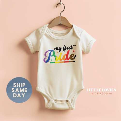 My First Pride Onesie®, Pride Month baby Bodysuit, Lesbian Parents Gift For Baby, Newborn Pride Apparel, Rainbow Pride Gift, (CA-P27)