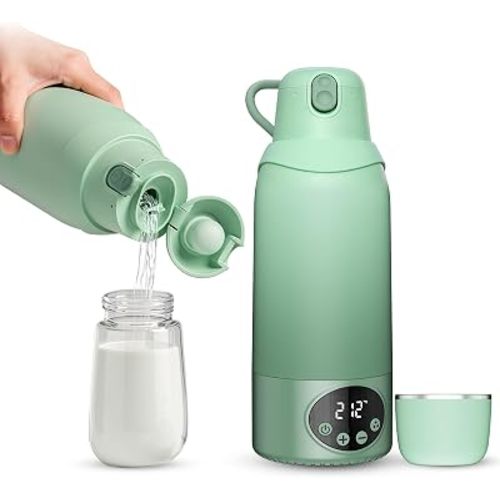 Portable Bottle Warmer,17OZ,Fast Heating,12000Mah,with Drinking Cup Lid