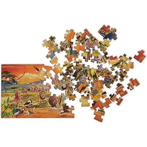 Melissa & Doug African Plains Safari Jumbo Jigsaw Floor Puzzle (100 pcs, Over 4 feet Long)