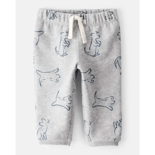 Baby Boy DayDream Fleece Dog Knit Pull-On Pants - Grey | Carter's