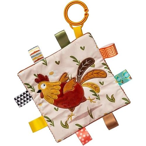 Taggies Crinkle Me Toy with Baby Paper & Squeaker with Sensory Tags, 6 x 6-inches, Rooster