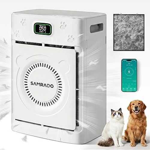 Pet Air Purifier for Home Large Room 2500 Ft² with Smart WiFi APP Control, Double-sided H13 HEPA Air Purifier for Home Pets, Pet Hair Dander Odor Smoke, Washable Pre-filter, PM2.5 Air Quality Monitor