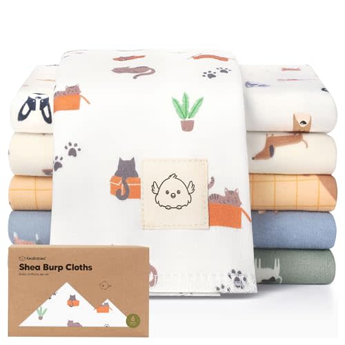 Organic Burp Cloths Baby Boy, Girl - 6-Pack Large Cotton Burping Cloths for Babies, Spit Up Rags, Super Absorbent, Ultra Soft Newborn Rag, Gender Neutral, Machine Washable, Durable(Pets & Paws)