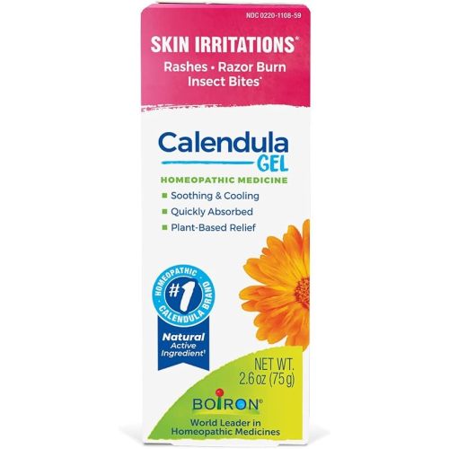 Boiron Calendula Gel Relief from Rashes, Skin Irritations, Razor Burn, or Insect Bites - Non-Greasy and Fragrance-Free - 2.6oz