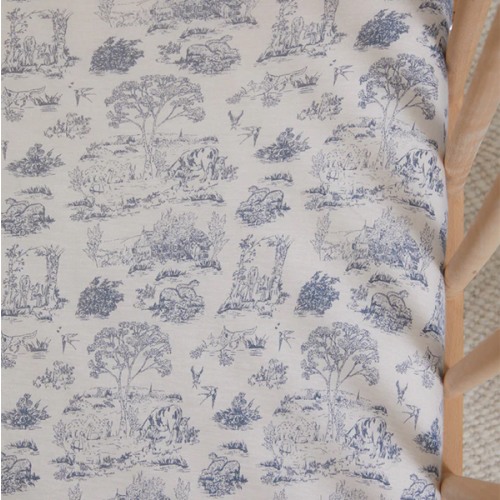 Bleu Toile Crib Sheet